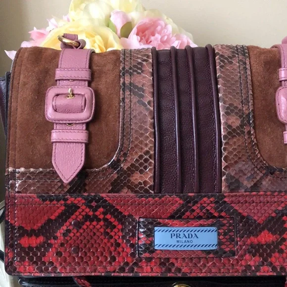 Rare PRADA Etiquette Patchwork Python Shoulder Bag - Picture 3 of 16